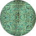 Round Persian Turquoise Traditional Rug, tr4718turq