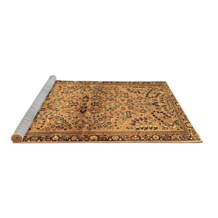 Sideview of Machine Washable Persian Brown Traditional Rug, wshtr4718brn