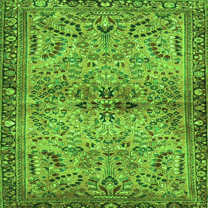 Round Machine Washable Persian Green Traditional Area Rugs, wshtr4718grn