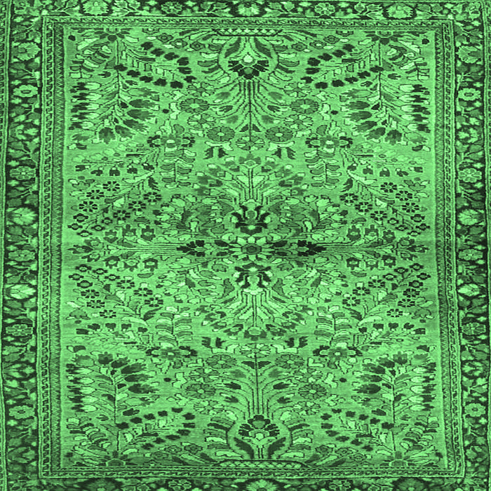 Square Machine Washable Persian Emerald Green Traditional Area Rugs, wshtr4718emgrn