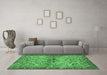 Machine Washable Persian Emerald Green Traditional Area Rugs in a Living Room,, wshtr4718emgrn