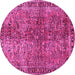 Round Oriental Pink Traditional Rug, tr4719pnk