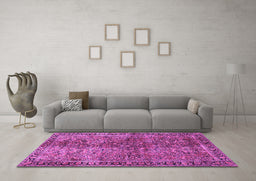 Machine Washable Oriental Purple Traditional Area Rugs in a Living Room, wshtr4719pur