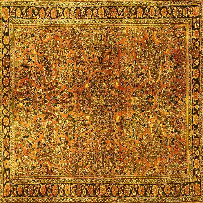 Square Machine Washable Oriental Yellow Traditional Rug, wshtr4719yw