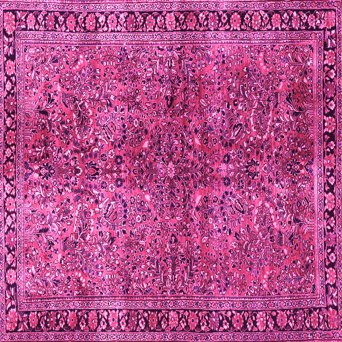 Square Oriental Pink Traditional Rug, tr4719pnk