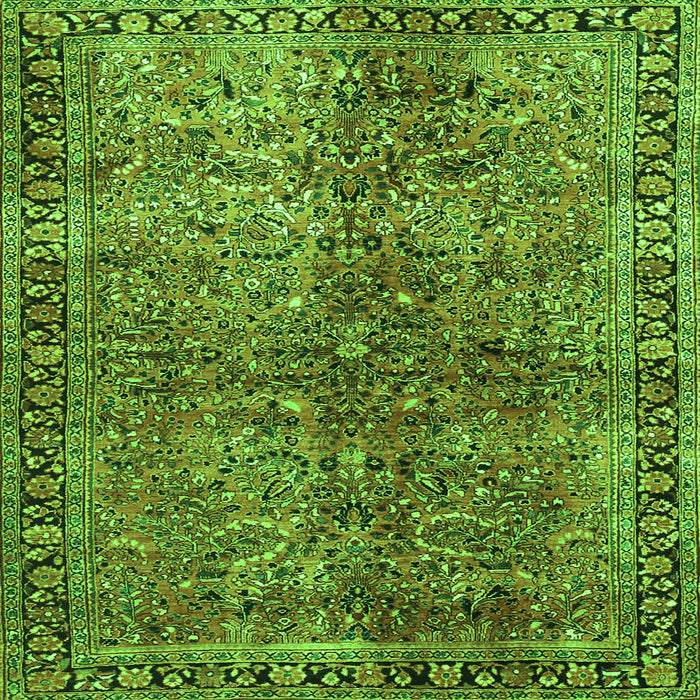 Round Machine Washable Oriental Green Traditional Area Rugs, wshtr4719grn
