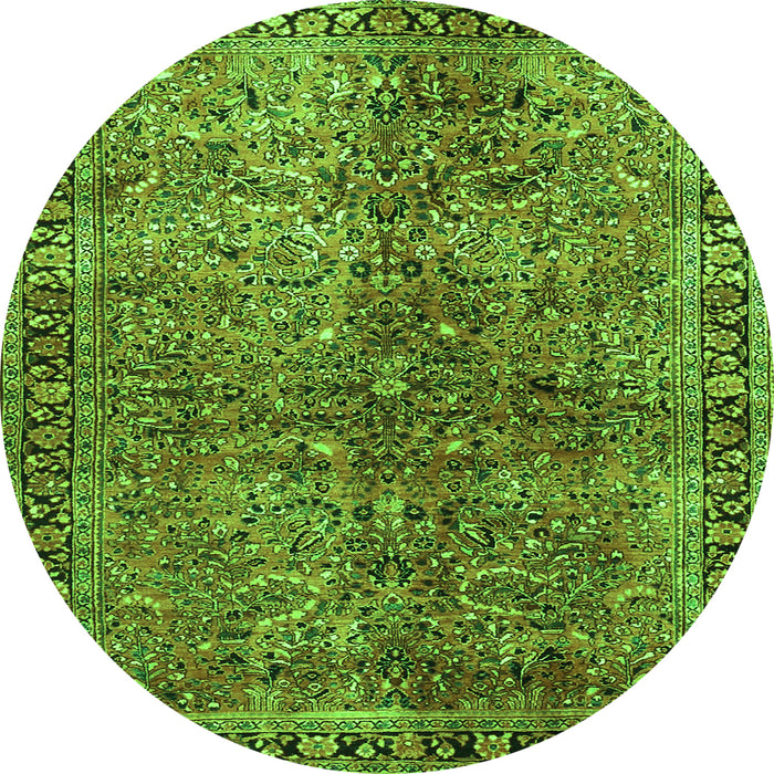 Square Oriental Green Traditional Rug, tr4719grn