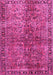 Machine Washable Oriental Pink Traditional Rug, wshtr4719pnk