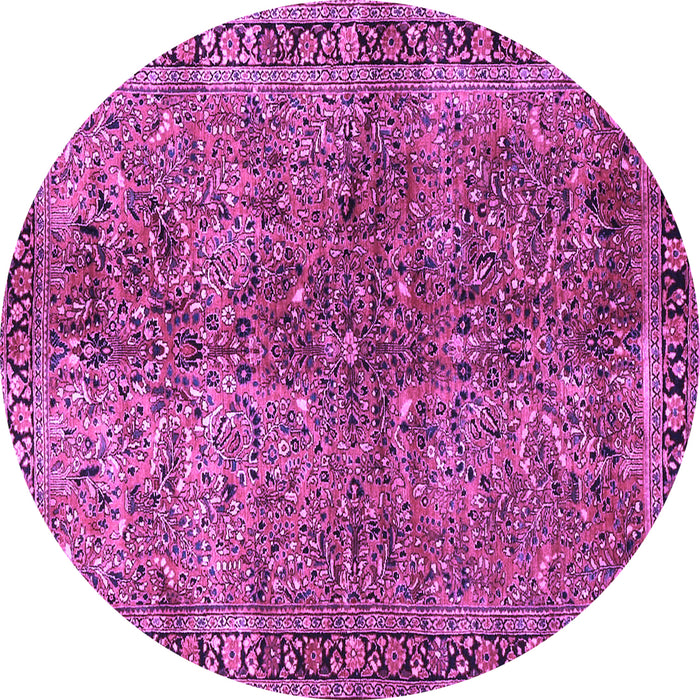 Round Oriental Purple Traditional Rug, tr4719pur