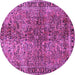 Round Oriental Purple Traditional Rug, tr4719pur