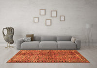 Machine Washable Oriental Orange Traditional Rug, wshtr4719org