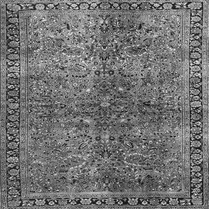 Round Machine Washable Oriental Gray Traditional Rug, wshtr4719gry