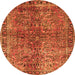Square Oriental Orange Traditional Rug, tr4719org