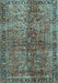 Machine Washable Oriental Light Blue Traditional Rug, wshtr4719lblu