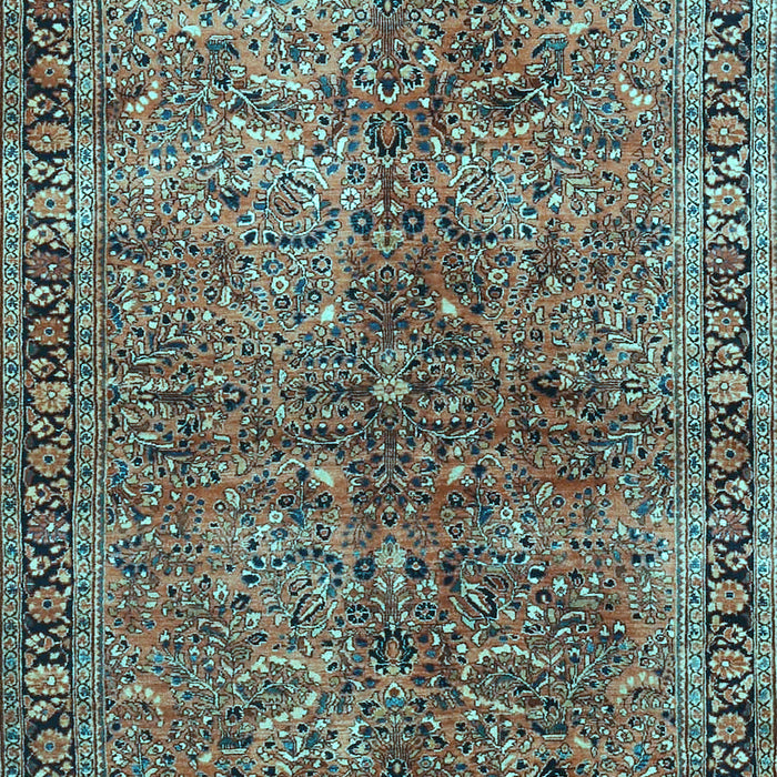 Machine Washable Oriental Light Blue Traditional Rug, wshtr4719lblu