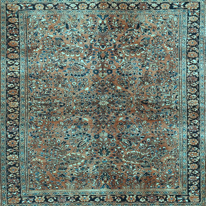 Square Oriental Light Blue Traditional Rug, tr4719lblu