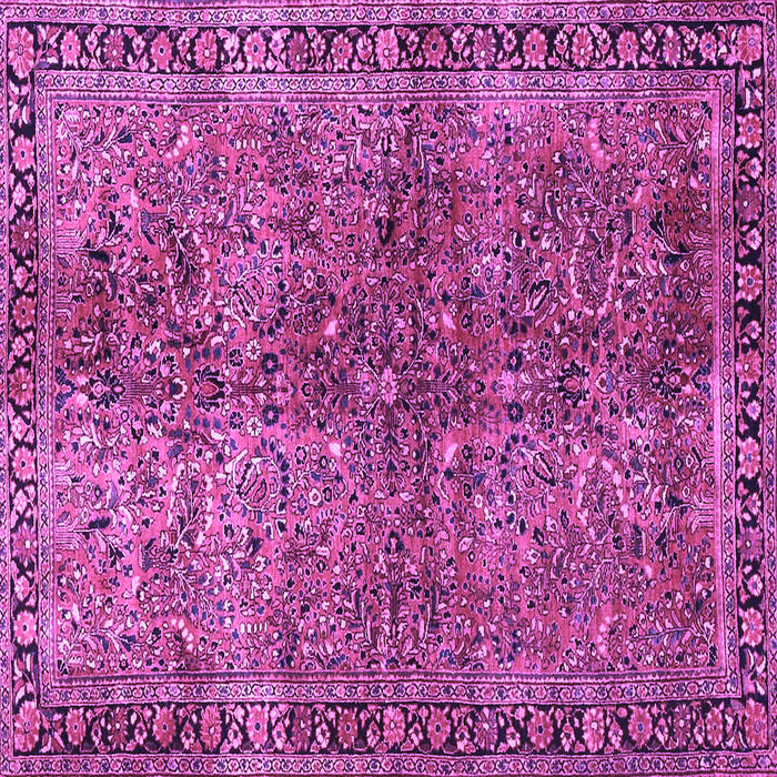 Square Machine Washable Oriental Purple Traditional Area Rugs, wshtr4719pur