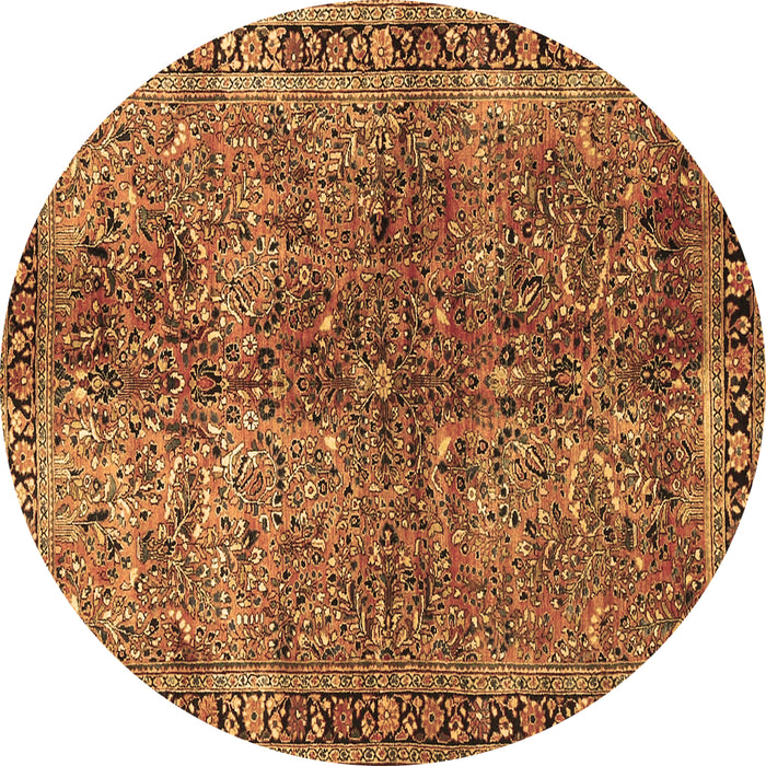 Round Oriental Brown Traditional Rug, tr4719brn