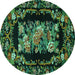 Round Medallion Turquoise French Rug, tr471turq