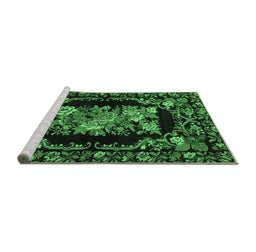 Sideview of Machine Washable Medallion Emerald Green French Area Rugs, wshtr471emgrn