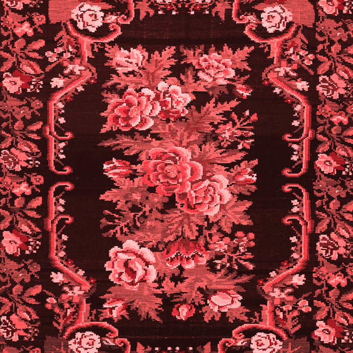 Machine Washable Medallion Red French Rug, wshtr471red