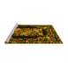 Sideview of Machine Washable Medallion Yellow French Rug, wshtr471yw