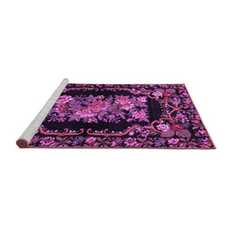 Sideview of Machine Washable Medallion Purple French Area Rugs, wshtr471pur