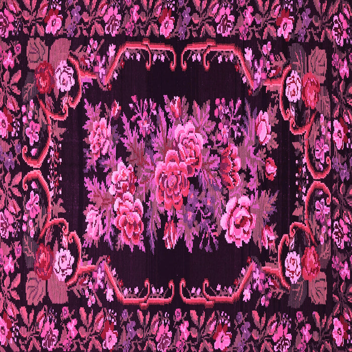 Square Machine Washable Medallion Pink French Rug, wshtr471pnk