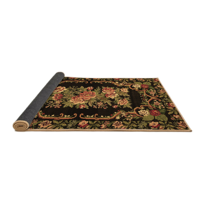 Sideview of Medallion Brown French Rug, tr471brn