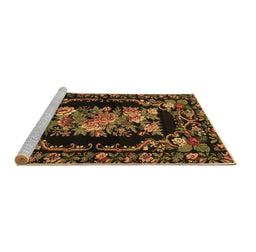 Sideview of Machine Washable Medallion Brown French Rug, wshtr471brn