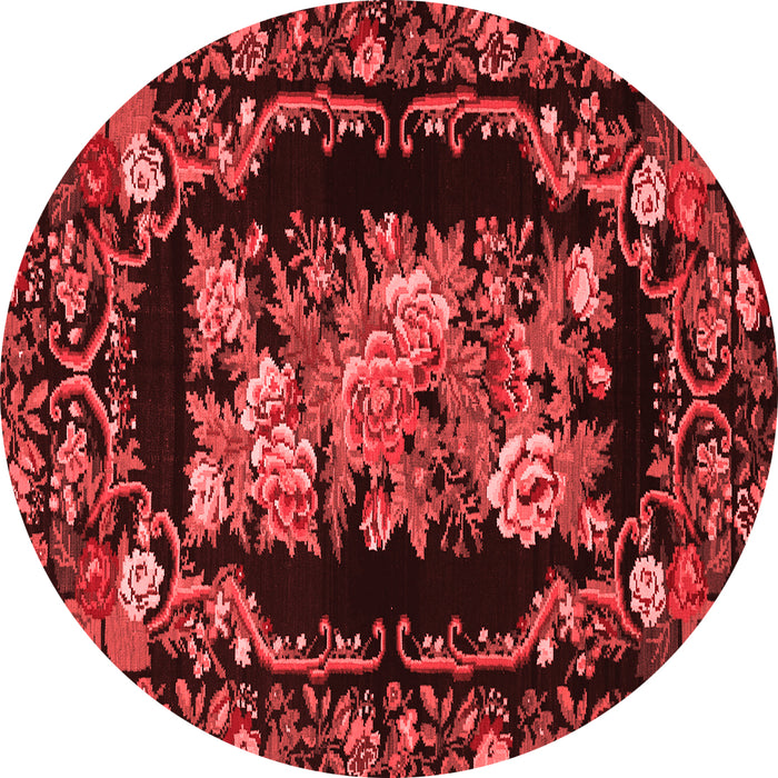 Machine Washable Medallion Red French Rug, wshtr471red