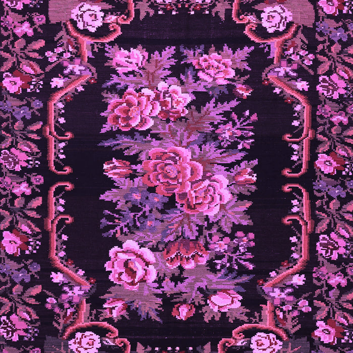 Machine Washable Medallion Purple French Area Rugs, wshtr471pur