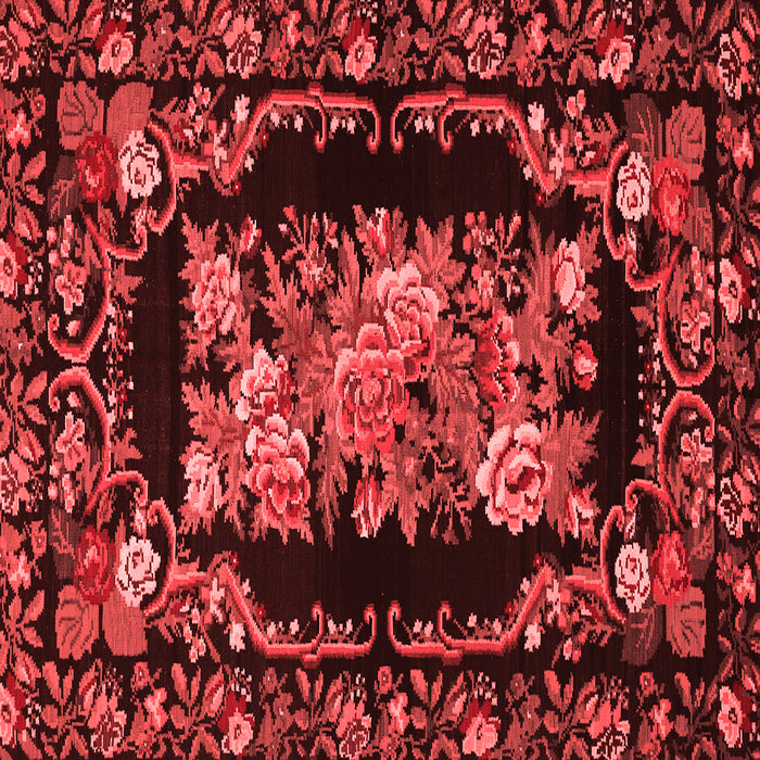 Machine Washable Medallion Red French Rug, wshtr471red