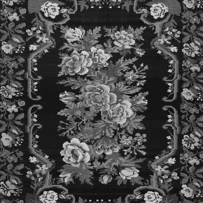 Serging Thickness of Machine Washable Medallion Gray French Rug, wshtr471gry