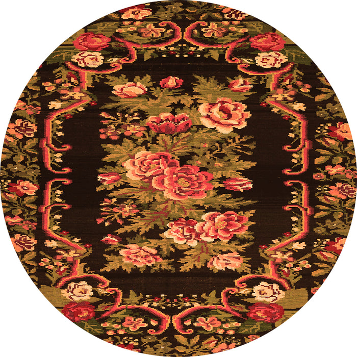 Machine Washable Medallion Orange French Area Rugs, wshtr471org