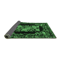 Sideview of Medallion Emerald Green French Rug, tr471emgrn