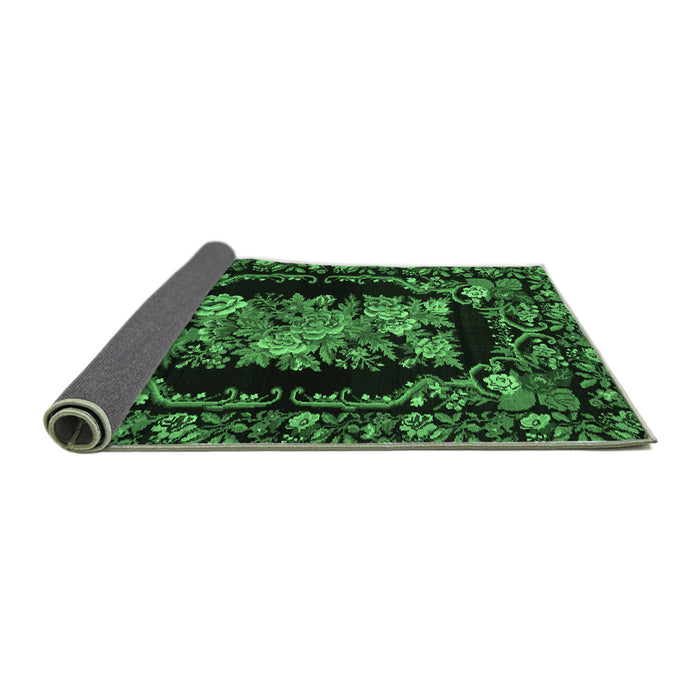 Sideview of Medallion Emerald Green French Rug, tr471emgrn