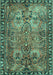 Machine Washable Persian Turquoise Traditional Area Rugs, wshtr4720turq