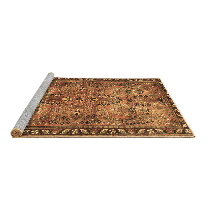 Sideview of Machine Washable Persian Brown Traditional Rug, wshtr4720brn