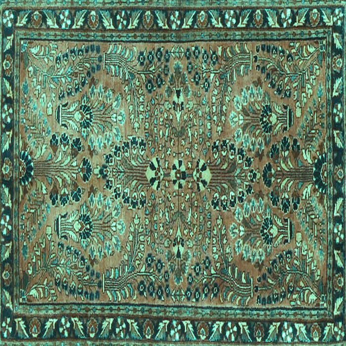 Square Machine Washable Persian Turquoise Traditional Area Rugs, wshtr4720turq