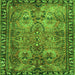 Round Machine Washable Persian Green Traditional Area Rugs, wshtr4720grn