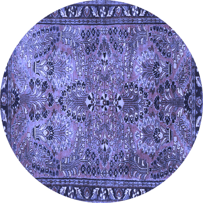 Round Persian Blue Traditional Rug, tr4720blu