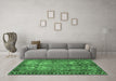 Machine Washable Persian Emerald Green Traditional Area Rugs in a Living Room,, wshtr4720emgrn