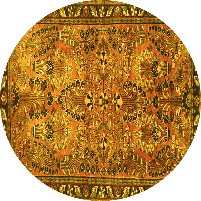 Round Persian Yellow Traditional Rug, tr4720yw