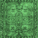 Square Machine Washable Persian Emerald Green Traditional Area Rugs, wshtr4720emgrn