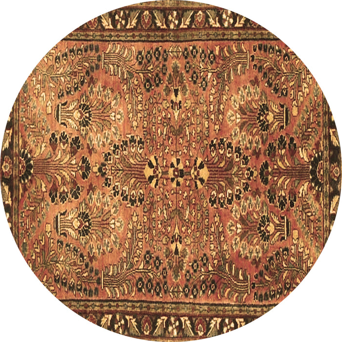Round Persian Brown Traditional Rug, tr4720brn