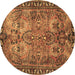 Round Persian Brown Traditional Rug, tr4720brn