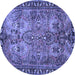 Round Machine Washable Persian Blue Traditional Rug, wshtr4720blu