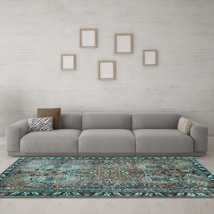 Machine Washable Persian Light Blue Traditional Rug in a Living Room, wshtr4720lblu