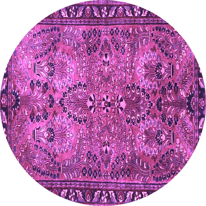 Round Persian Purple Traditional Rug, tr4720pur